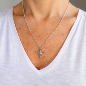 Small Angel 3D Pendant in White Gold 750
