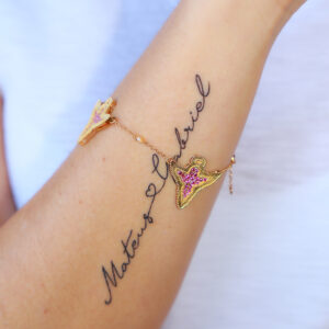 Angel Design Bracelet in Yellow Gold 750 with Rose Sapphires