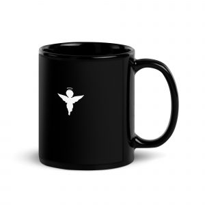 Small Black Angel Design Glossy Mug Black