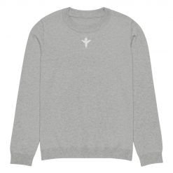 Angel Design White Knitted Crew Neck Sweater Grey