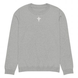 Angel Design White Knitted Crew Neck Sweater Grey