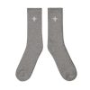 Small Angel Design White Embroidered Socks Grey