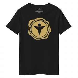 Big Angel Design Gold Stamp Men's Premium Cotton T-shirt