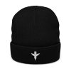 Angel Design White Ribbed Knit Beanie